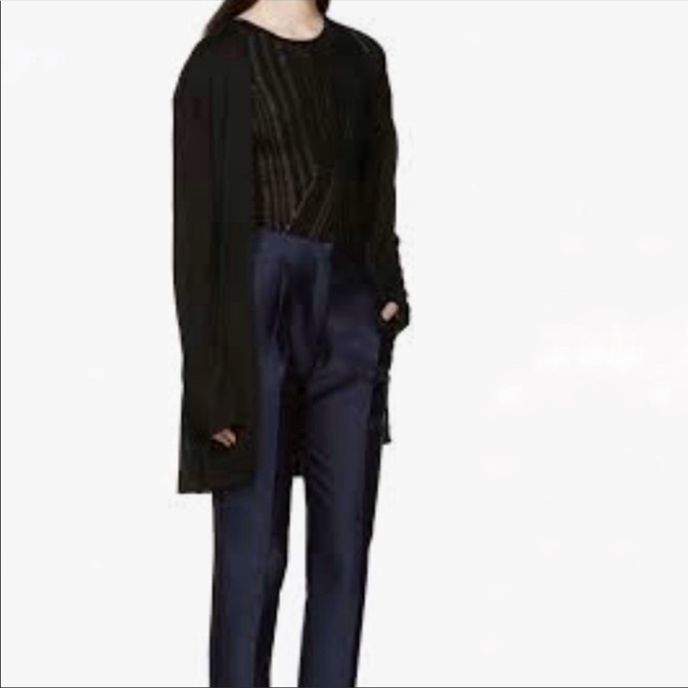 Acne Studios black cardigan linen blend designer open longer length